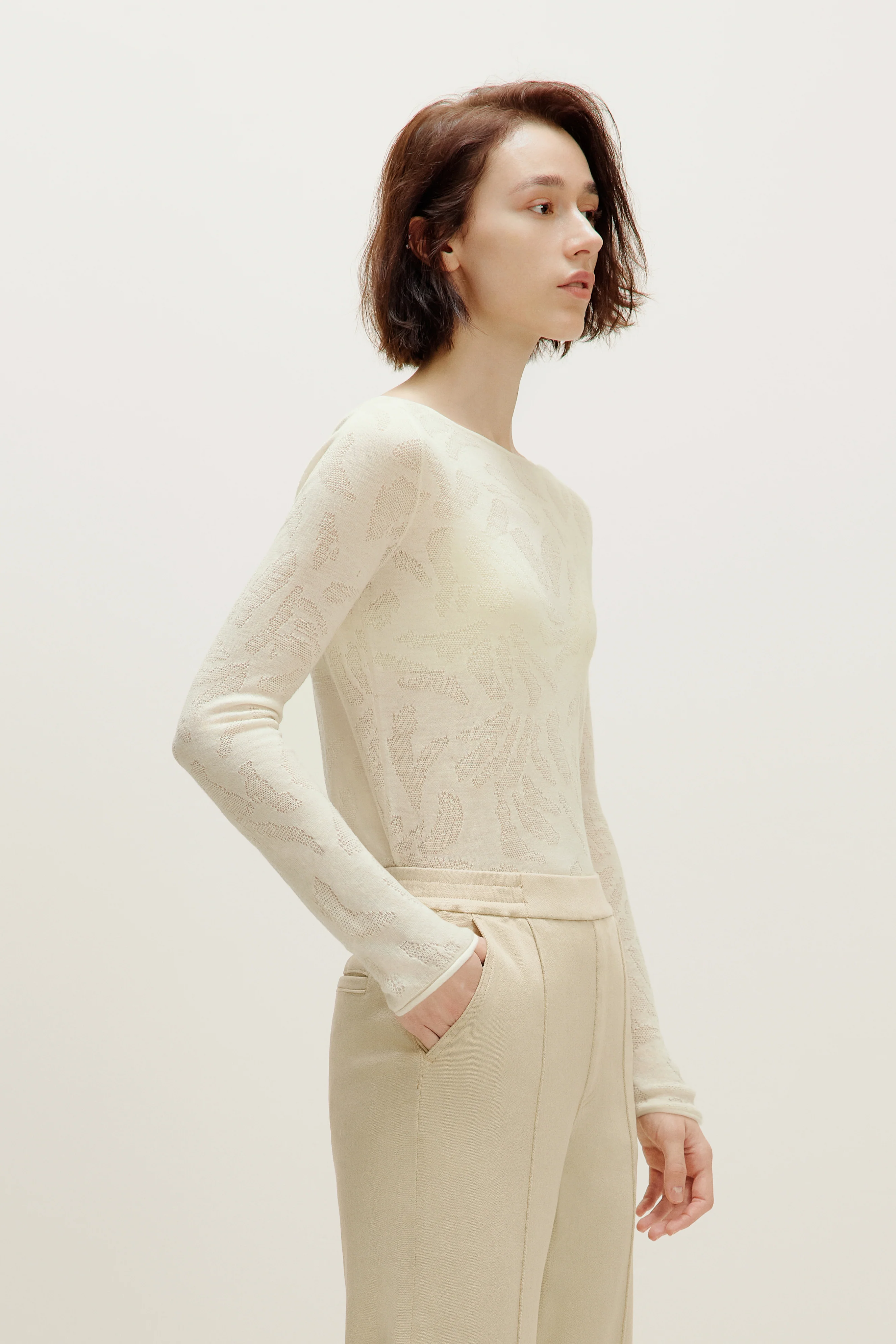 Boat Neck Merino Wool Sweater - Image 3
