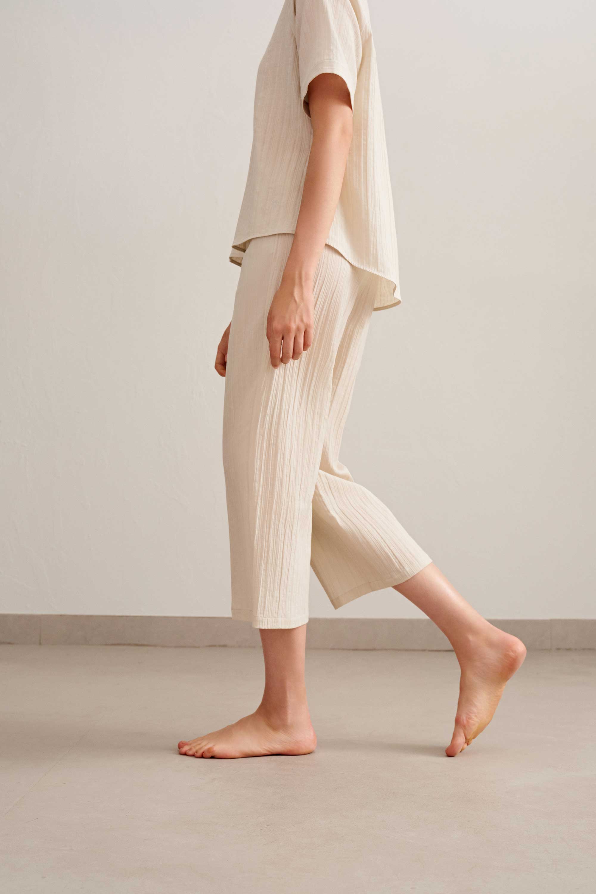 Cotton Jacquard Pajama Pants - Image 4