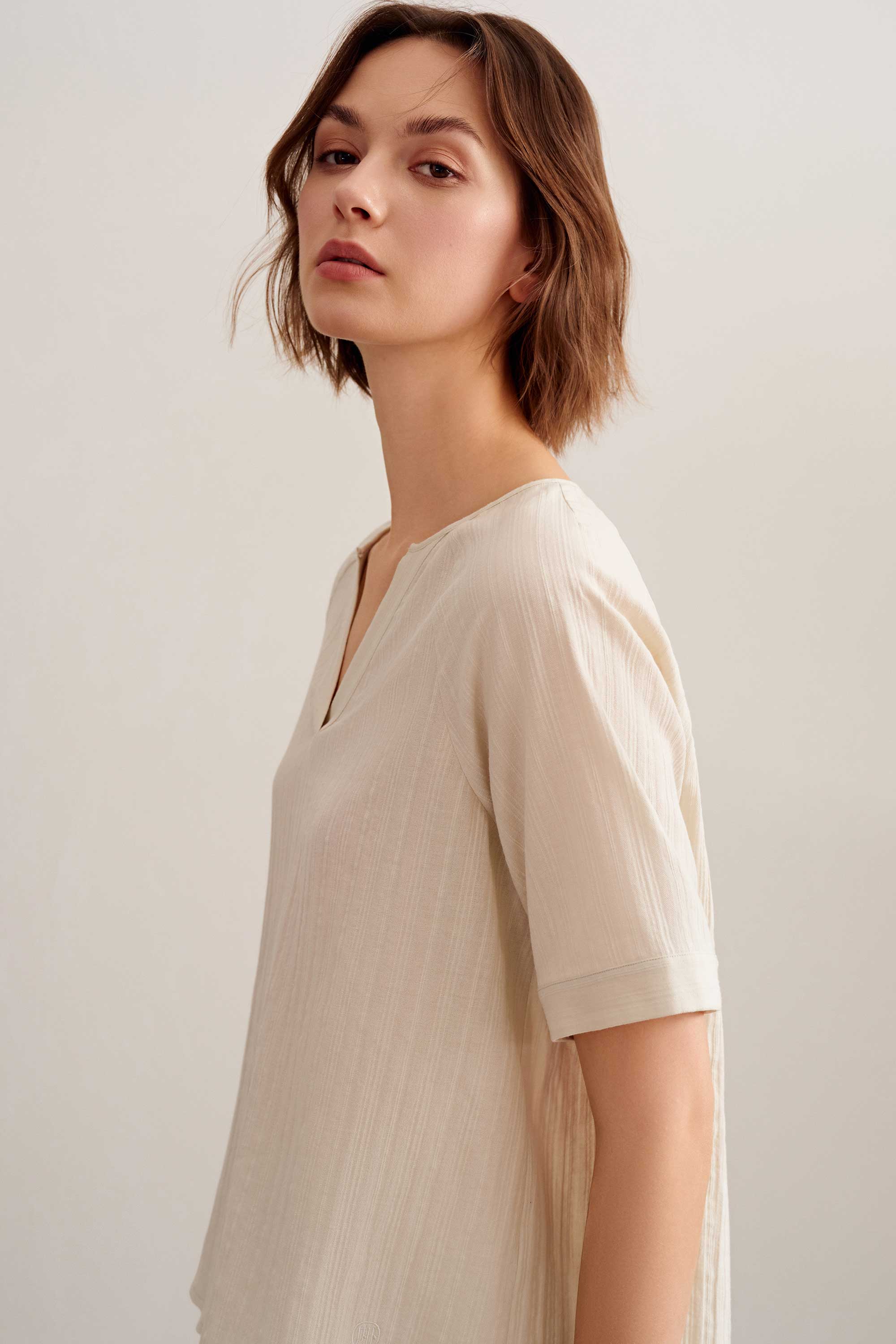 Cotton Jacquard Pajama Top - Image 4