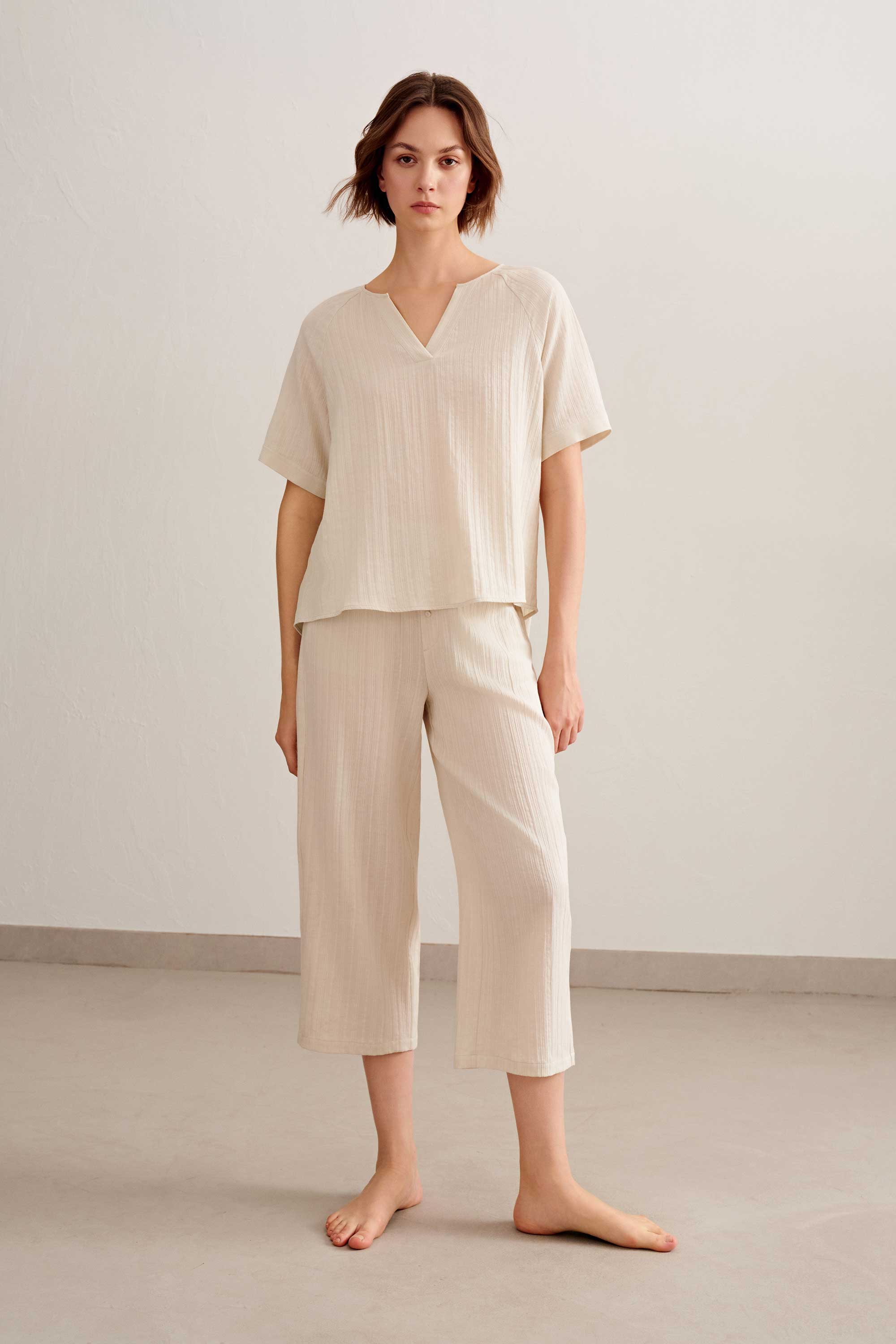 Cotton Jacquard Pajama Top - Image 7