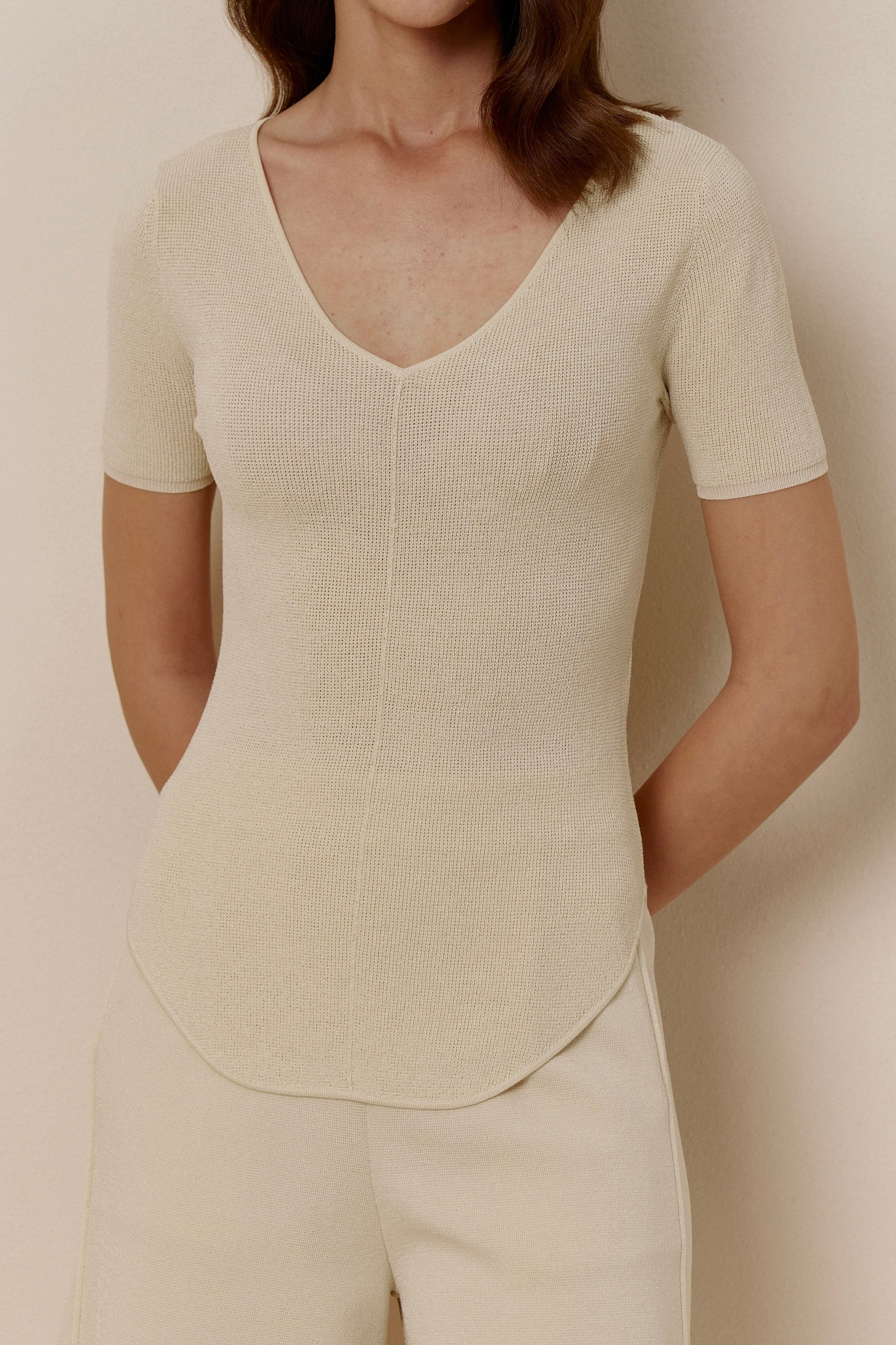 Easy Knit V-Neck Tee - Image 6