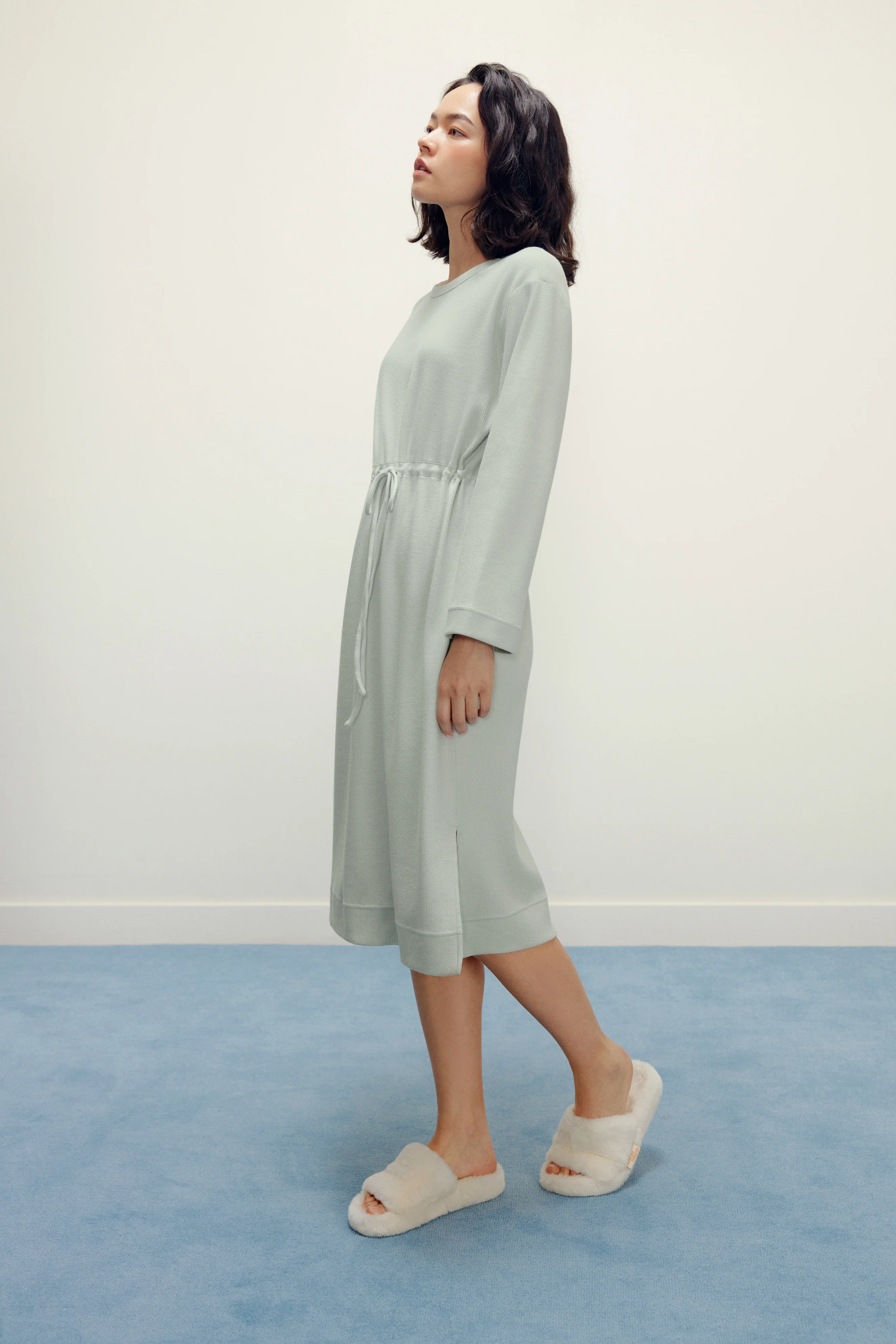 Ribbed Drawstring Waist Dress - Image 4