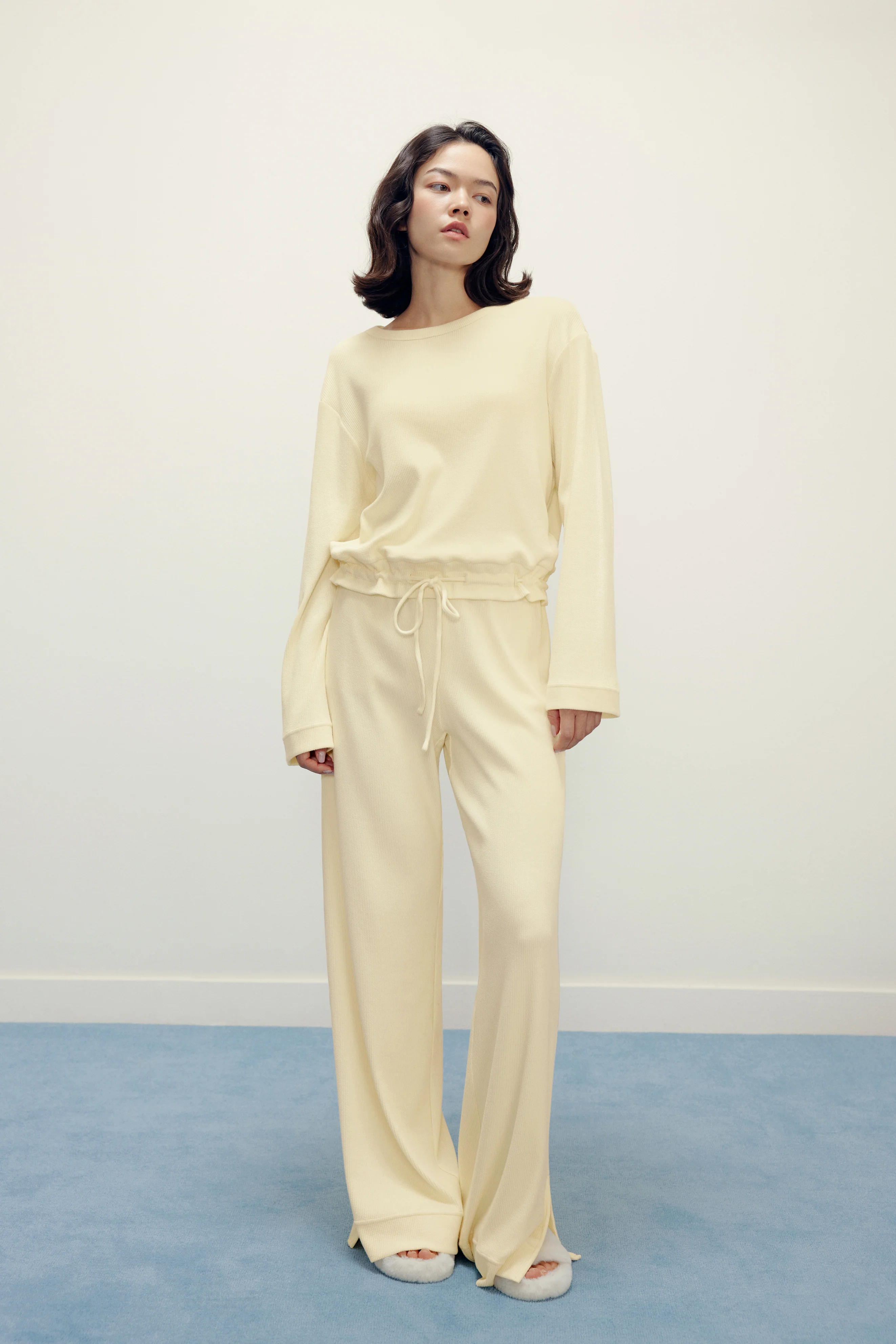Ribbed Drawstring Waist Top - Image 3