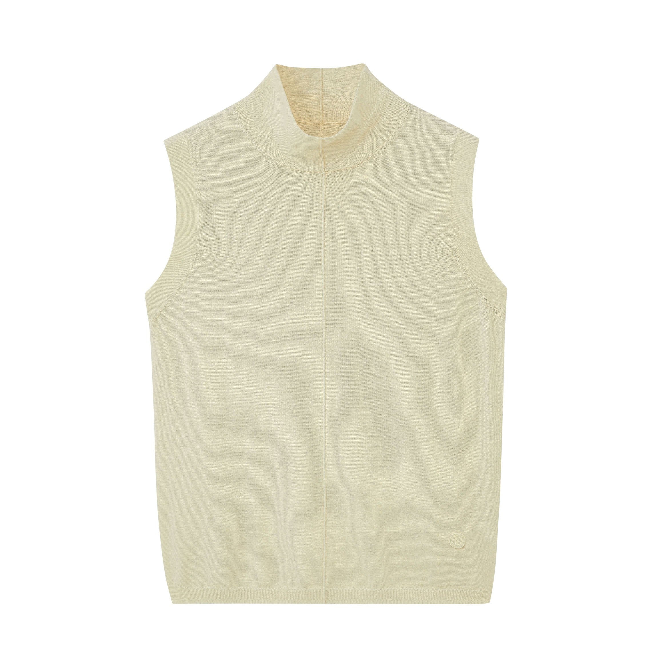 Silky Wool Mock Neck Sleeveless Sweater - Image 7