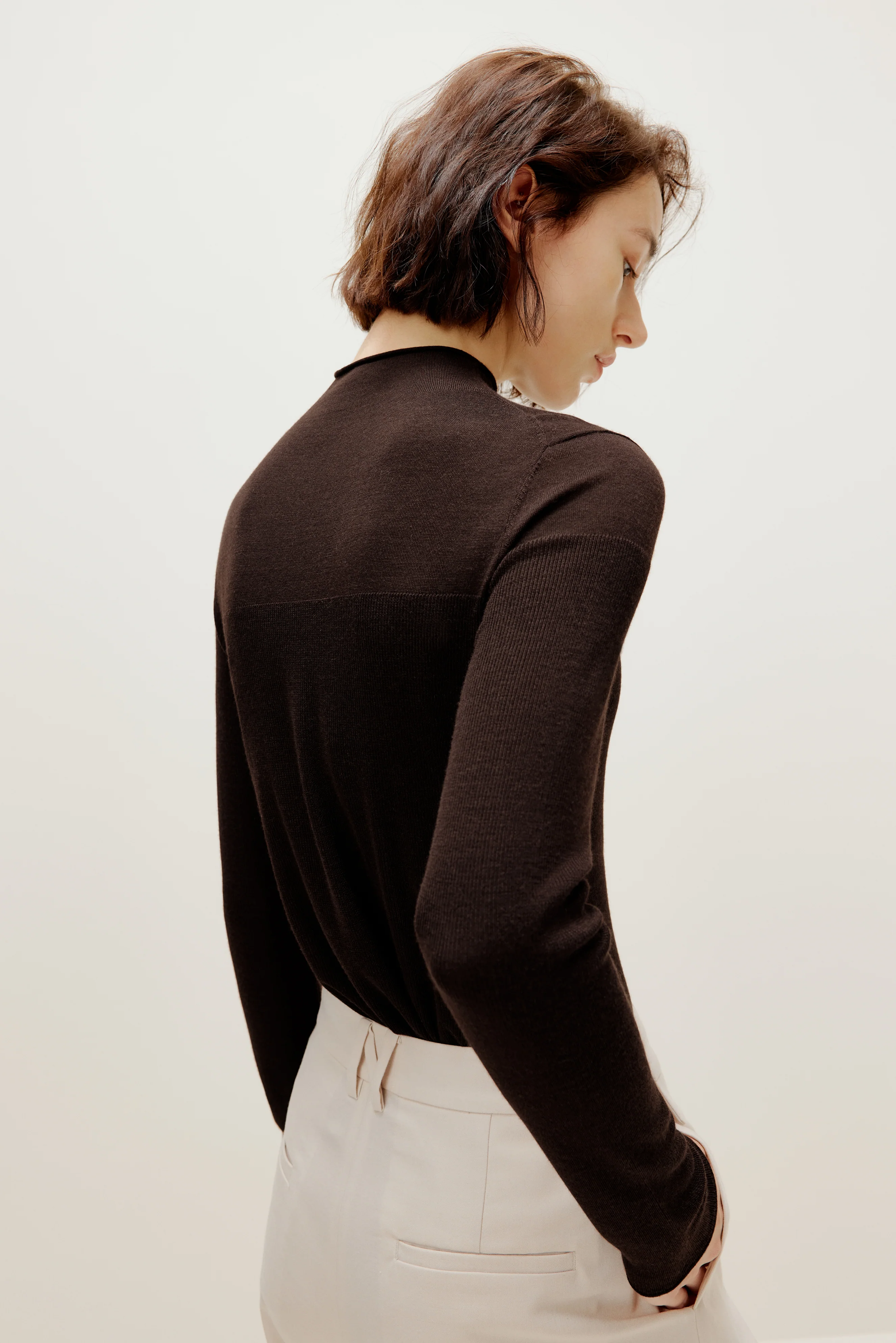 Silky Wool Mock Neck Sweater - Image 4