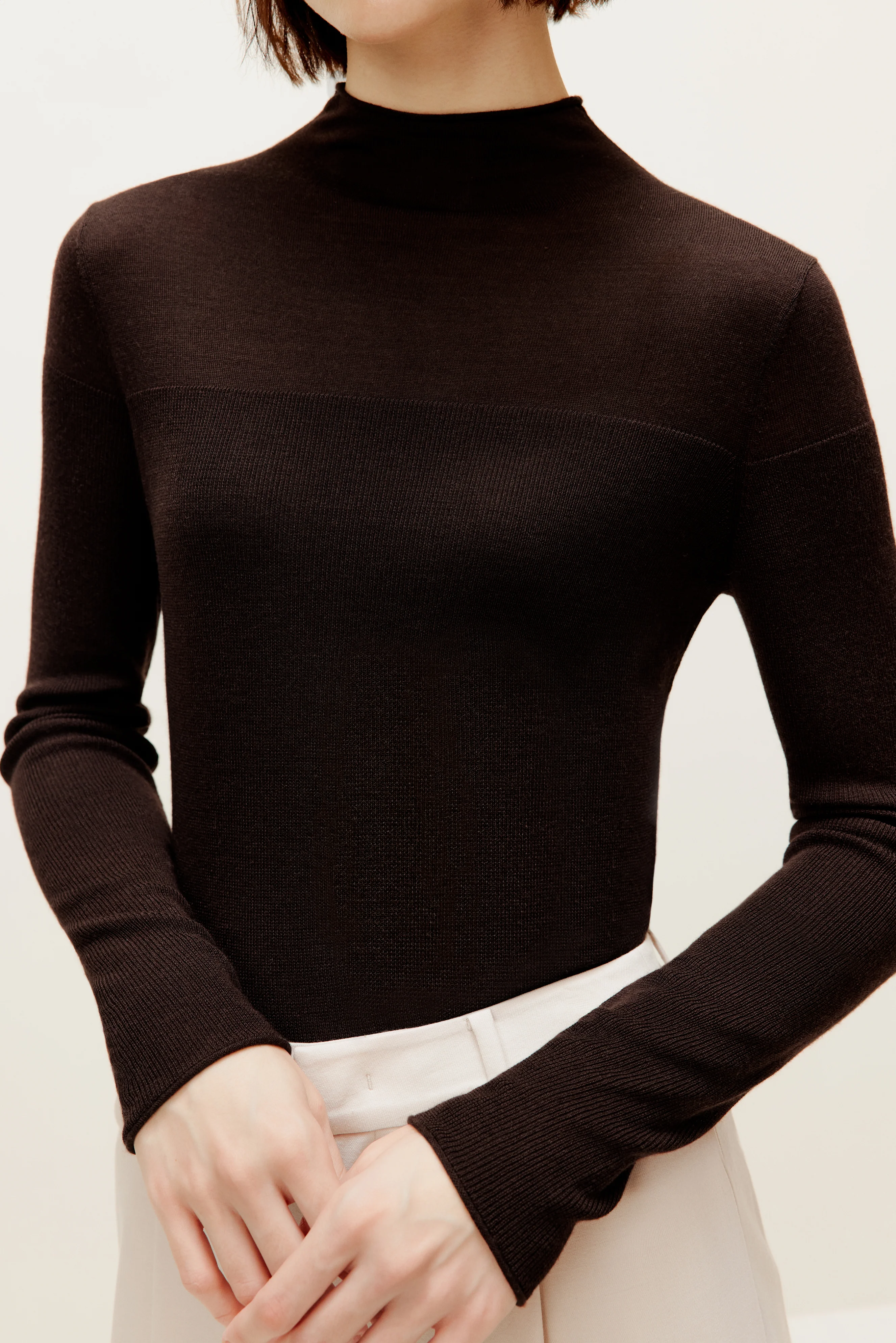 Silky Wool Mock Neck Sweater - Image 6