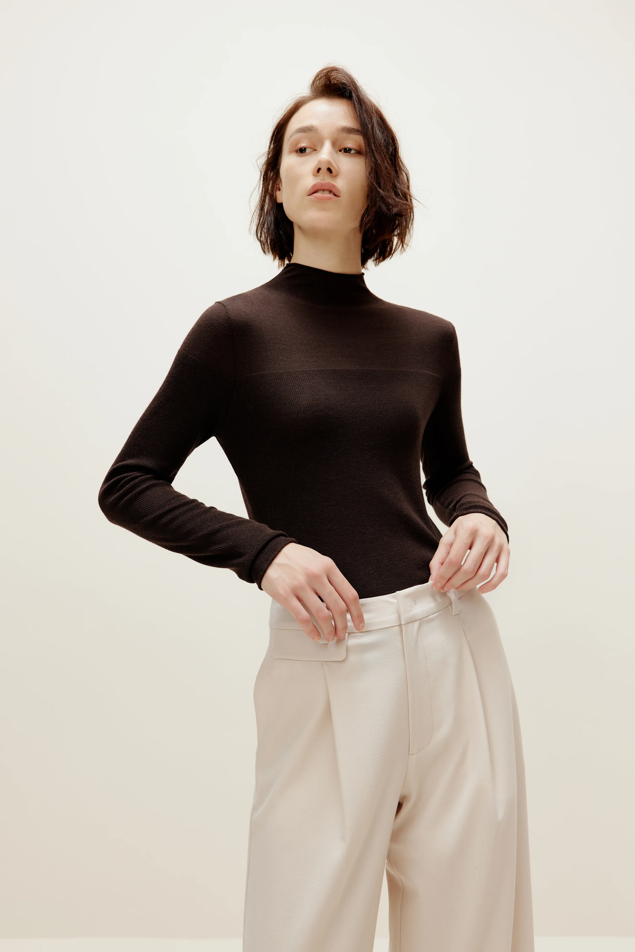 Silky Wool Mock Neck Sweater - Image 7