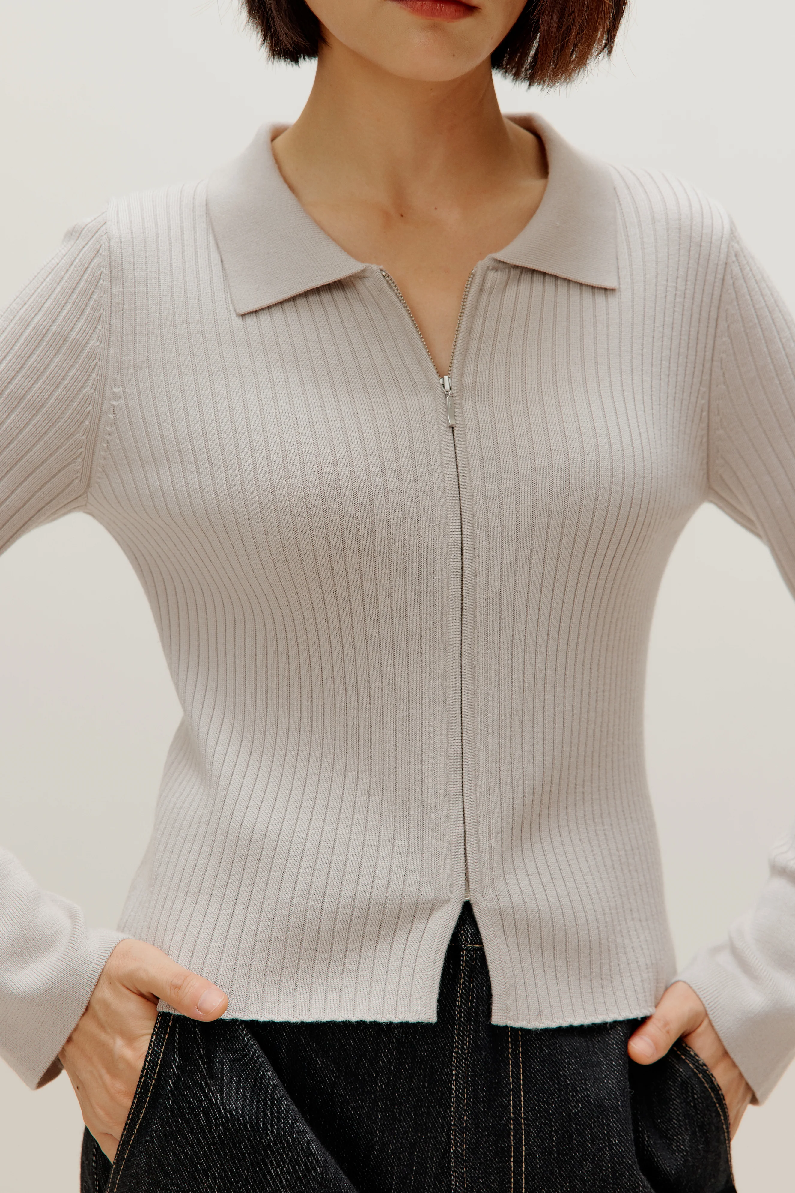Silky Wool Zip Up Cardigan - Image 6